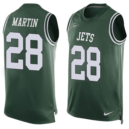 Men's Limited Curtis Martin Nike Jersey Green - #28 Player Name & Number Tank Top NFL New York Jets